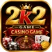 2k2 Game casino app icon with gold logo, poker chips, roulette wheel, playing cards, dice, and casino-themed design.