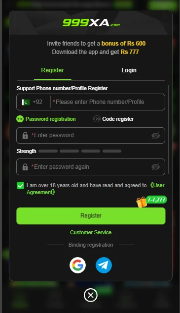 999XA Game registration