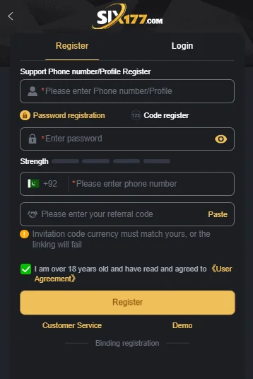 Six177 game Register